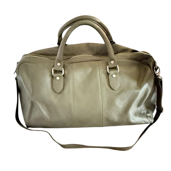 Garuglien made in Italy Olive Green Leather Duffel Bag travel gym weekender bag.